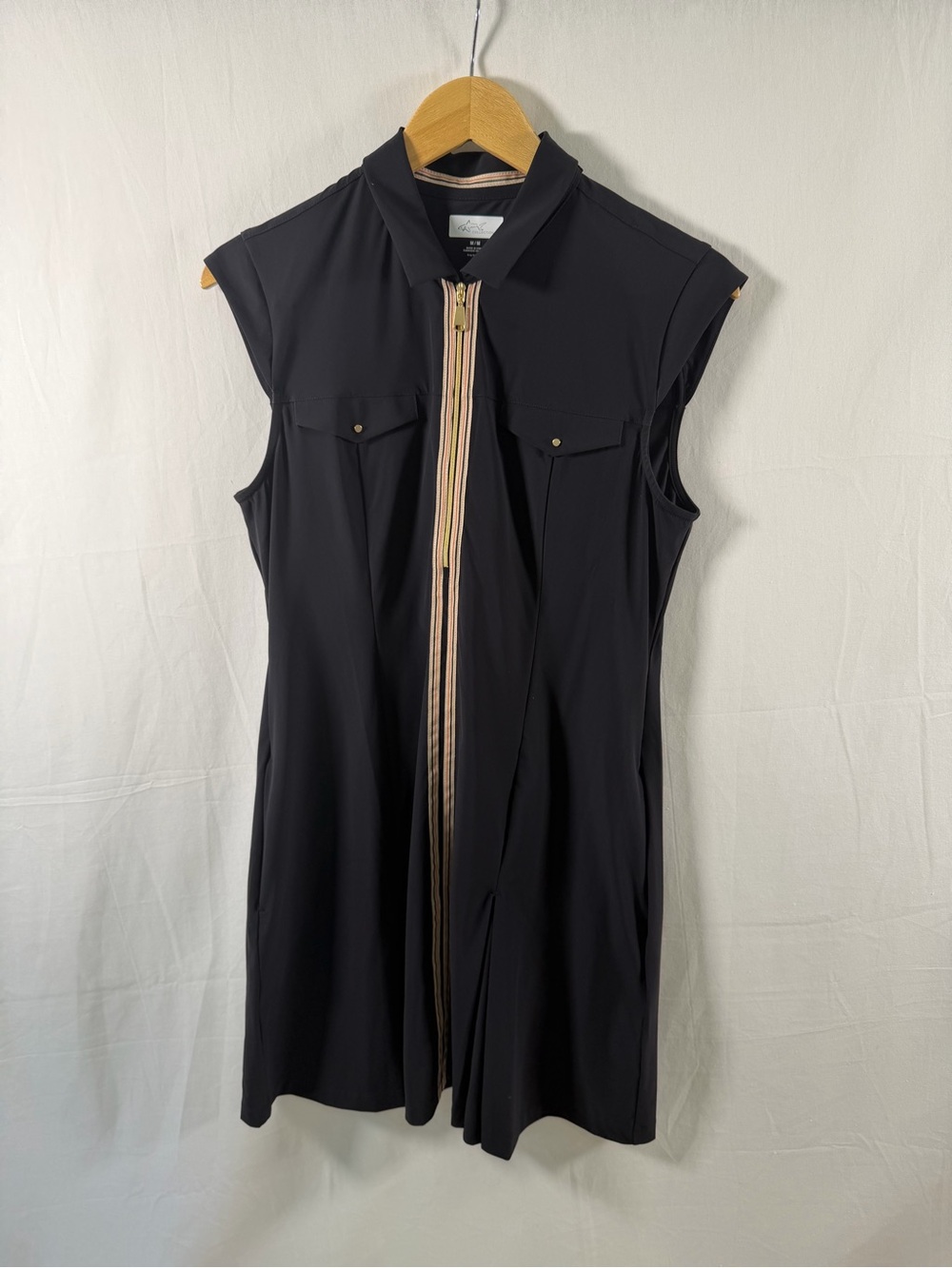 Greg Norman Collection Black Sleeveless Zip-Front Mini Dress - Picture 2 of 5